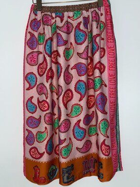 Me369 Joy Midi Skirt Paisley Print Graphic Flowy NWT - Size XS/S